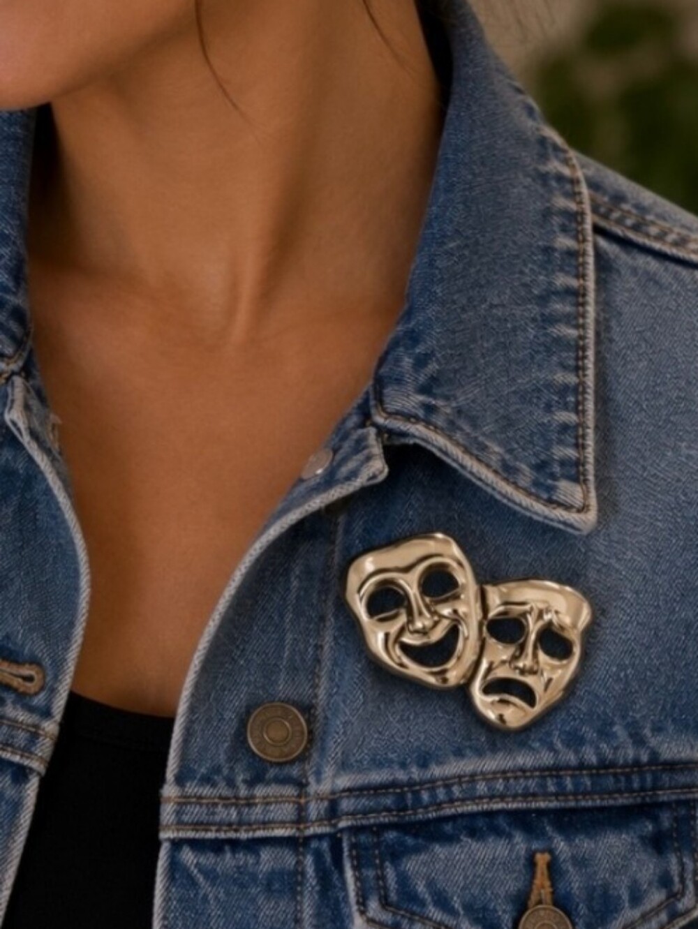 Gold Theater Mask / Comedy Tragedy Accent Broach